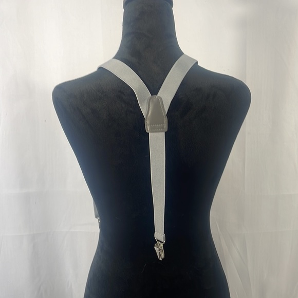 Grey suspenders with silver hardware,Adjustable straps, Y-Back,Pant Clips,Unisex - Picture 3 of 4